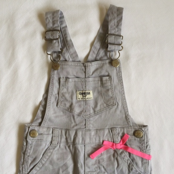 oshkosh b'gosh vestbak gray sparkle cotton twill overalls 3T toddler girl - Picture 1 of 11